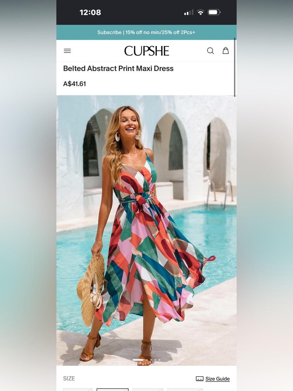 Cupshe Multicolor Geometric Belted Maxi Dress